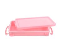 Healeved Boîte à Crayons Rigide en Plastique Rose, Grosse Capacité | Couvercle à Fermeture Hermétique, Surface Lisse Facile à Nettoyer, Rangement Empilable, Garde le Contenu Sec