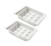 Healeved Boîte à Œufs pour Organiser et Économiser de L'espace 12 Compartiments pour Réfrigérateur en Plastique Blanc, Rangement Tiroir 2 Pièces, Grosse Capacité