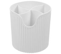 Healeved Boîte de Rangement Maquillage Transparente Compartimentée Porte-pinceaux pour Coiffeuse Bureau Salle de Bain Blanc
