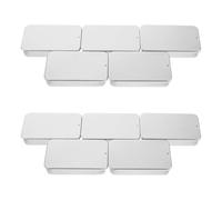 Healeved Boîte Métallique Rectangulaire Argentée Couvercle Coulissant, Lot de 10, Conteneur de Rangement Compact en Fer, Accessoire de Soins Bucco-dentaires pour Voyage et Usage