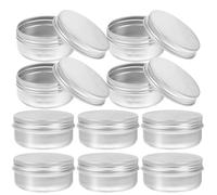 Healeved Boîtes en Aluminium Rondes Argentées 18pcs pour Cosmétiques et Gels, Légères et Surface Lisse, Capacité D'environ 50g, Rangement de Petites Boîtes Cosmétiques