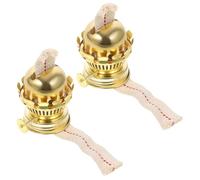 Healeved Brûleur de Lampe à Pétrole Vintage Or avec Mèches, Support de Mèche en Tissu et Métal, Compatible avec Différentes Lampes à Huile, Lot de 2 Pièces pour Usage Intérieur
