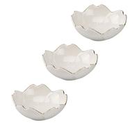Healeved Ensemble de 3 Assiettes à Assaisonnement en Céramique Blanche de Fleur de Cerisier, pour Table, Bol à Trempette et Porte-sauce Décoratif