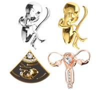 Healeved Épingles de Revers en Métal Alliage de Zinc 4 Pcs Broches Créatives et Personnalisées Fixation Ferme sans Abîmer Vêtements Présents Fête des Mères