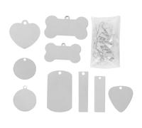 Healeved Étiquettes Vierges en Acier Inoxydable Trou, Lot de 24 Pendentifs pour Animaux de Compagnie, Gravure Permanente, Adaptées pour Colliers et Porte-clés, Kit Style Plusieurs styles