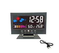 Healeved Horloge Calendrier Numérique Design Moderne en Abs et Métal LED avec Grand Écran, Affichage Digital, Capteur de Température Intégré avec Câble USB, pour Chambre ou Dortoir