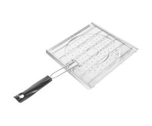 Healeved Inoxydable avec Poignée Plastique Ergonomique de Cuisson Perforée pour Arepa Viande et Poisson Panier à Griller Robuste pour Barbecue et Camping
