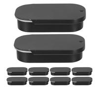 Healeved Lot de 10 Boîtes en Fer-blanc avec Couvercle Coulissant, 53x34x11 Mm, Finition Mate Noire, Mini Boîte Portable Multifonction pour Produits Solides pour Lèvres,