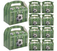 Healeved Lot de 12 Boîtes en Papier Coupe du Monde avec Poignée, Design Créatif pour Fête de Football, Boîtes à Biscuits Portables pour Garçon et Filles