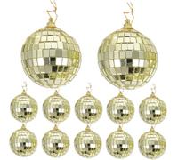 Healeved Lot de 12 Mini Boules Disco Miroir 5 CM Couleur Or à Facettes Réfléchissantes Boules Suspendues pour Sapin de Noël Décoration Festive pour Gâteaux Fêtes et Événements