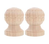 Healeved Lot de 2 embouts de poteau d'escalier en forme d'ananas : capuchons de poteau de rampe en bois brut, ornement sculpté de style européen pour la rénovation d'escalier