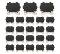 Healeved Lot de 30 mini panneaux ardoise en bois, étiquettes alimentaires pour buffet de fête, petits panneaux ardoise avec chevalet, marque-places réutilisables pour le placement ou le numéro de
