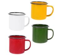 Healeved Lot de 4 Mugs en Émail Vintage Poignée Isolante et Bord Rond, Tasse à Fondue Chaude Originale Couleur Aléatoire