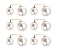Healeved Lot de 6 Broches en Alliage Perles Blanches, Boutons de Jupe et Broches, Accessoires Vestimentaires pour Col, Pull et Robe, pour Noël et Occasions Festives