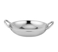Healeved Marmite Wok en Acier Inoxydable à Fond Rond, Double Poignée | Cuisson Polyvalente, Service Table au Feu, Surface Polie, Usage Maison ou Restaurant, Argenté