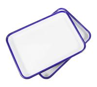 Healeved Moule à Gâteau Rectangulaire Forme Rectangulaire en Émail Blanc 2 Pièces, Plat à Four Résistant Dureté pour et Rôtisserie