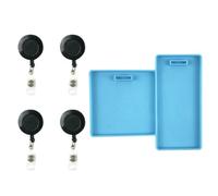 Healeved Moule en Silicone Set de 5 Pièces pour Badge Nominatif DIY, Léger et Portable pour Fabrication de Badges Carrés et Rectangulaires, pour Loisirs Créatifs