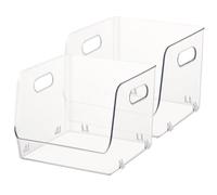 Healeved Organiseur Transparent Empilable 2 Pièces Petite Taille Poignée Surface Lisse pour Rangement Maquillage Bureau Maison Usage Quotidien