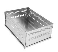Healeved Panier à Pierres Pliable pour Sauna, Acier Inoxydable, Argenté | Grosse Capacité 10,6x7,9x3,9 Pouces, pour Poêle à Charbon de Bois, Intérieur et Extérieur
