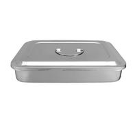 Healeved Plateau de en Acier Inoxydable 201 sans Trou 29 CM avec Couvercle à Poignée Boîte de et Rangement Hermétique pour Accessoires et Outils de Manucure Professionnels