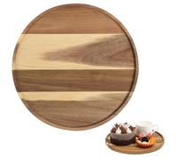 Healeved Plateau Rond en Bois Marron Design Rotatif Unique, Organisateur Polyvalent pour Comptoir Cuisine et Décoration Intérieure Vintage