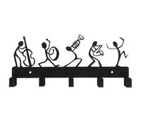 Healeved Porte-clés Mural Multifonctionnels Forme Note de Musique en Fer Noir avec 5 Crochets Gain de Place Élégante et Créative pour Entrée