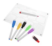 Healeved Tableau Magnétique Planning Repas Hebdomadaire pour Réfrigérateur Effaçable à Sec en Acrylique Transparent 6 Marqueurs Réutilisable pour Organisation la Cuisine