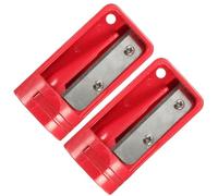 Healeved Taille-crayon Manuel Compact 2 Pièces pour Bureau et École, Taille-crayon Léger en Plastique Rouge, Affûteur Portable pour Crayons Plats, Outil Scolaire Facile à Transporter