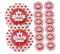Healifty 24pièces Lot de Assiettes à Dessert Carton Fête du Canada Motif Érable Vaisselle Adaptée Aux Réceptions Et Fêtes Patriotiques