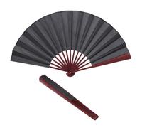 Healifty 2pcs Éventails Pliables en Bambou et Soie Noire, Ventilateurs Portables Légers et Compacts pour Ambiance Estivale, Présents Élégants pour Anniversaires et Concerts