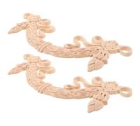 Healifty Appliques Décoratives en Bois Sculpté 2pcs 32x10cm Style Européen Fleur Beige pour Décoration de Meubles, Installation Facile, Ambiance Sophistiquée Baroque pour Études