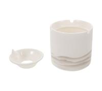 Healifty Cendrier en Céramique Design Rond Élégant Blanc avec Couvercle Coupe-Vent et Base Stable Accessoire Décoratif Moderne pour Maison et Voyage