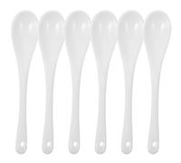Healifty Cuillères à Mélanger Utilisation Confortable en Céramique Blanche Lot de 6 Légères Mélanger Desserts et Soupes, Design Ergonomique