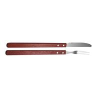Healifty Fourchettes à Barbecue en Acier Inoxydable Manches en Bois, Ustensiles Portables pour Légumes et Boulettes de Poisson, pour Barbecue en Plein Air et Jardin