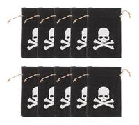 Healifty Lot de 10 Pochettes à Motif de Crâne en Lin Noir Cordon, pour Emballage Présent et Rangement de Pièces Lors de Fêtes ou Banquets