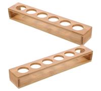 Healifty Lot de 2 porte-verres à shot bambou avec plateau 6 trous 3,8 cm - accessoire bar pour soirées d'été et usages commerciaux