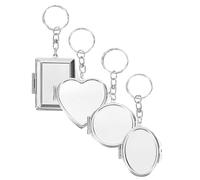 Healifty Lot de 4 Miroirs Cosmétiques Pliants en Alliage de Zinc Argenté, Porte-clés Décoratif Miroir Double Face, Design Créatif pour Cérémonie de Remise des Diplômes