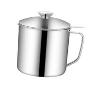 Healifty Passoire à Graisse en Acier Inoxydable 3L Pot de Stockage d'Huile Couvercle Séparateur pour Huile de Cuisson Sauces Vinaigre Utilisation la Cuisine Bar Hôtel