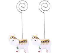 Healifty Porte-mémo Réutilisable Éléphant en Résine et Acier Inoxydable, Lot de 2, Support Photo et Clip pour Notes, Décoration Mariage et Numéros de Table