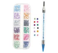 Healifty Stylo à Dessin Diamant Outil Multifonction avec Boîte de Strass Bleu en Plastique et Métal pour Ajuster et Presser les Perles, Kit Accessoires Onglerie pour Manucure