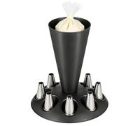 Healifty Support Poche à Douille Pâtisserie avec Emplacements: Présentoir 21x19cm pour Remplissage Crème et Glaçage - Accessoire Rangement Douilles Noir
