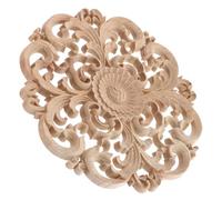 HEALLILY Applique en Bois Sculpté Ronde Non Peinte Décorative pour Portes et Fenêtres, À Peindre, À Coller pour Décoration, Style Vintage, 24 CM Plusieurs styles