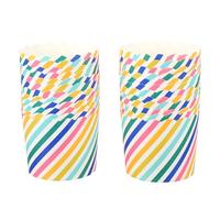 HEALLILY Caissettes à Cupcakes en Papier Rayées Pois Colorés, Lot de 48 Pièces, Matériau Papier, Cuisson Uniforme, Jetables, pour Boulangeries et Restaurants Occidentaux