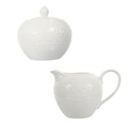 HEALLILY Ensemble Design Élégant Sucrier et Pot à Lait 2 Pièces en Céramique Blanche et Facile à Nettoyer, Café Thé