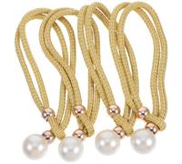 HEALLILY Lot de 2 Paires D'embrasses de Rideaux en Corde de Coton avec Perles Décoratives, Ajustables, pour Chambre et Bureau, Style Élégant et Fonction Décorative Double
