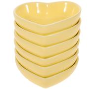 HEALLILY Lot de 6 Coupelles à Sauce en Céramique de Cœur, Bol à Condiments Miniature, Petit et Multifonction pour Maison et Restaurant, Couleur Jaune