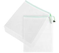 HEALLILY Lot de 6 Paquet en Filet Blanc pour Fruits et Légumes, en Polyester Portable et Pliable avec Cordon de Serrage, Marché Fermier Cuisine