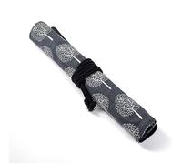 HEALLILY Trousse en Toile Noire pour Rangement des Pinceaux et Crayons 20 Compartiments avec Impression Arbre Blanc Design Roulé, pour Artistes et Cosmétiques