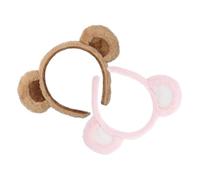 HEALSOPTHY 2 Pcs Bandeau Ours en Tissu Doux à Oreilles Ourlées pour Femmes, Accessoire de Coiffure Mignon et Confortable Lavage du Visage Maquillage