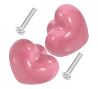 HEALSOPTHY 2 Pièces Bouton Ceramique Meuble de Cœur Rose, Poignée de Porte Intérieure en Céramique et Fer, Facile à Installer, Améliore L'ambiance des Armoires et Meubles